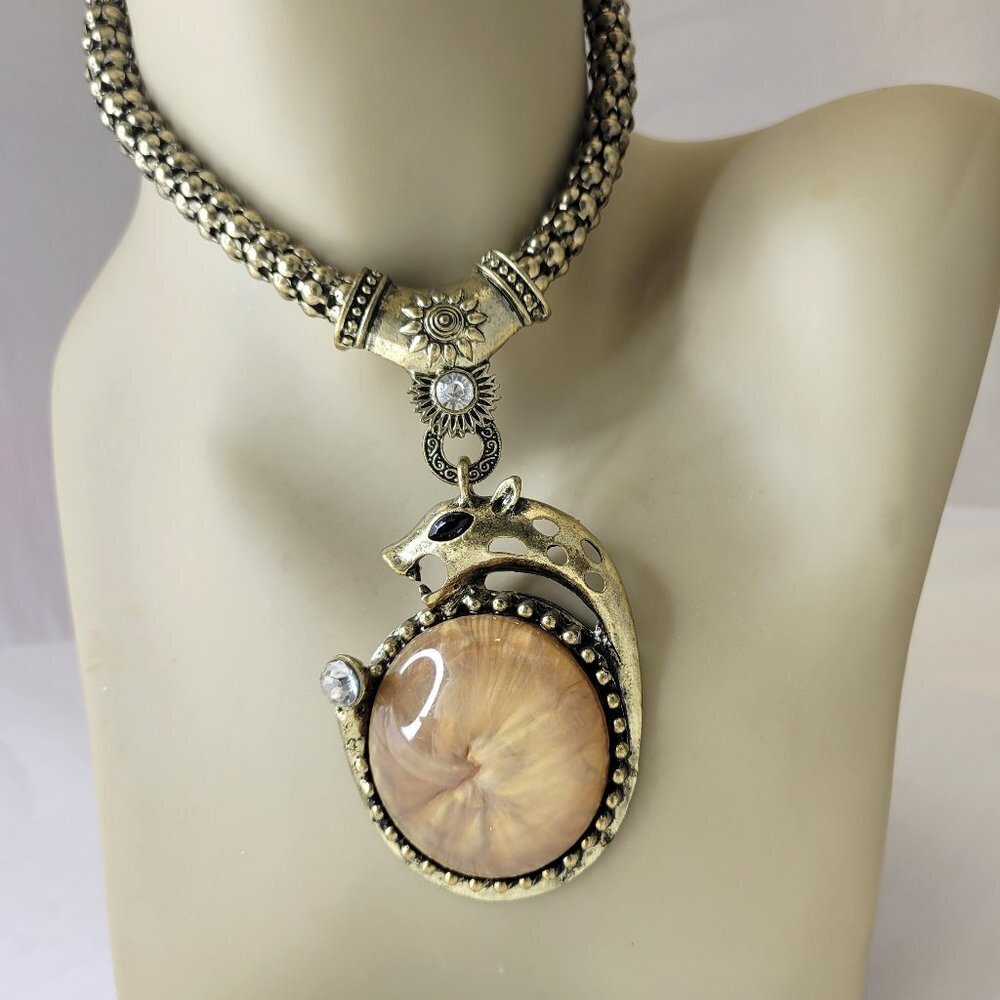 Large Dragon Pendant, Serpent Pendant,  Statement Necklace - NEW